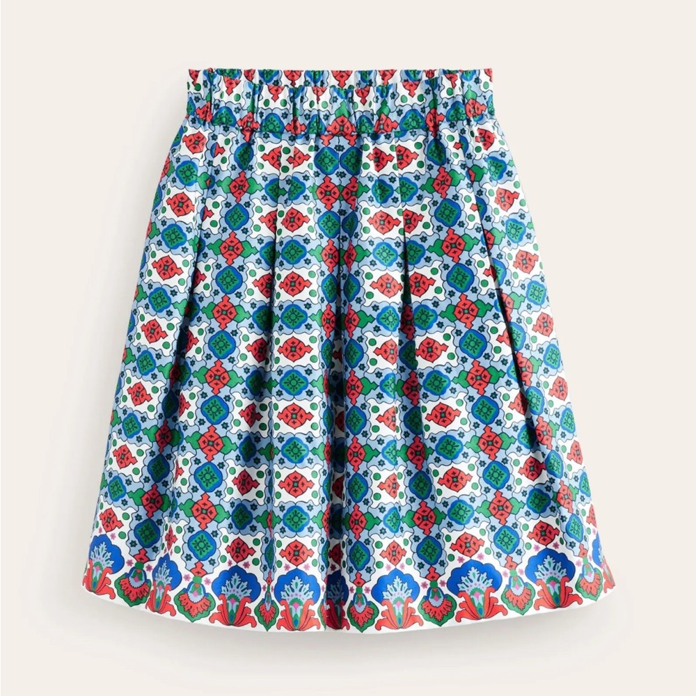 NWOT Boden Isabella Cotton Sateen Coastal Tile Skirt US 4